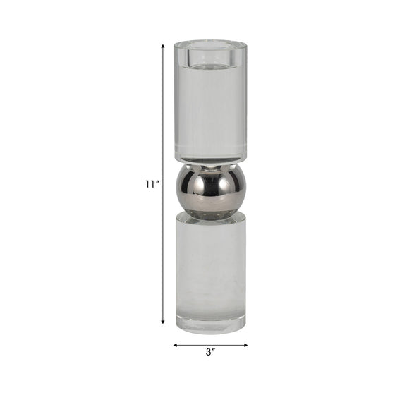 SILVER CRYSTAL CANDLESTICK
