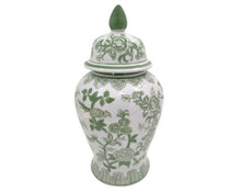  CERAMIC JAR BIRD/FLOWER GREEN